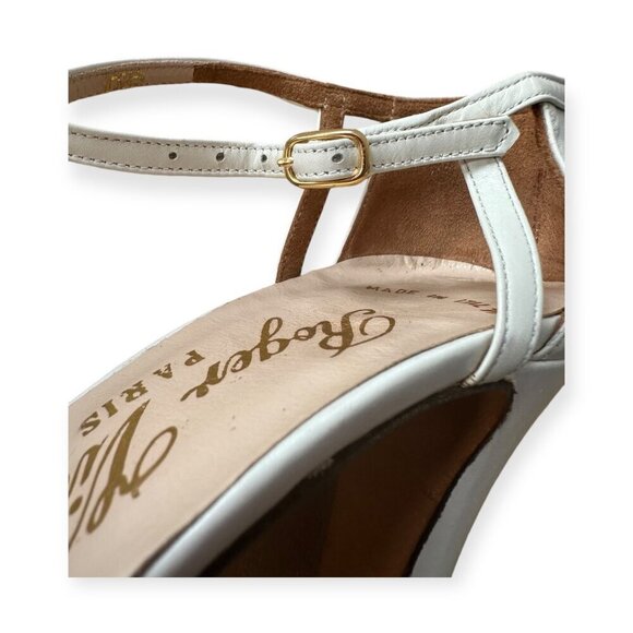 Vintage Roger Vivier White Leather Ankle Strap Heels – Made in Italy, 1960s–70s - Picture 12 of 16